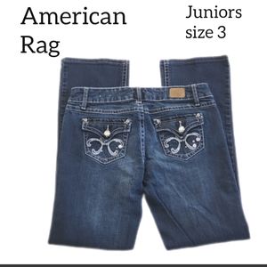 AMERICAN RAG WOMENS JEANS SIZE 3 RHINESTONE EMBELLISHMENT BOOTCUT